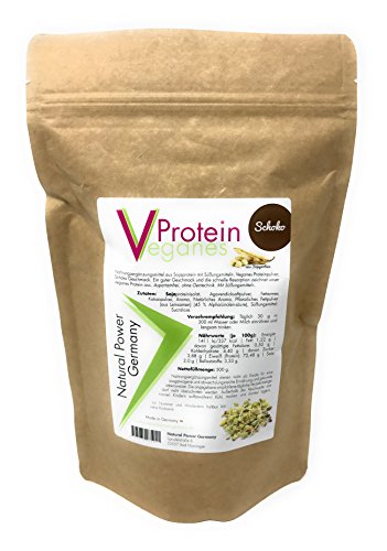 Natural Power Germany | veganes Protein (Schoko 500g) | Vegan Protein | Ohne Aspartam | Hoher Eiweißanteil wenig Zucker | Hergestellt in Deutschland | 500g Pulver